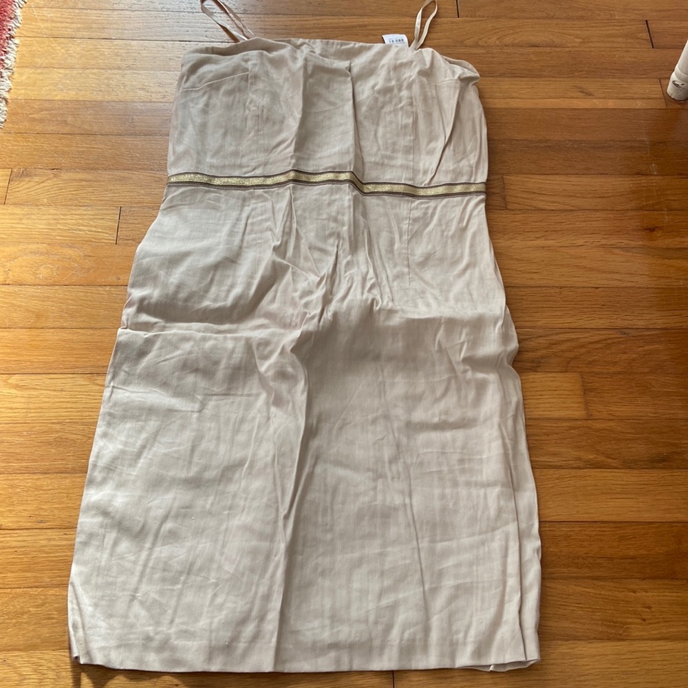Lela Rose for LOFT strapless beige dress